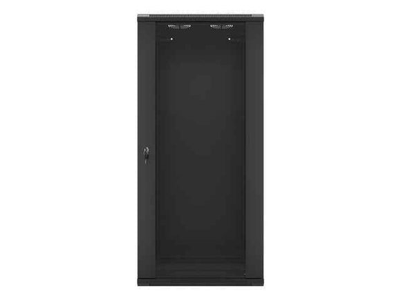 Szafa instalacyjna wisząca 19'' 27U 600X450mm czarna (drzwi szklane)