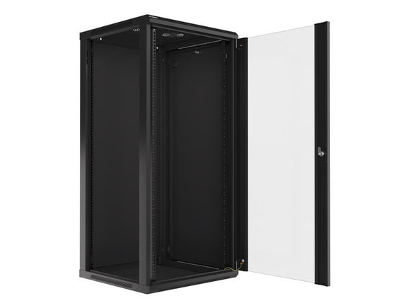 Lanberg wall-mounted installation rack cabinet 19'' 27U 600x600mm black (glass door)