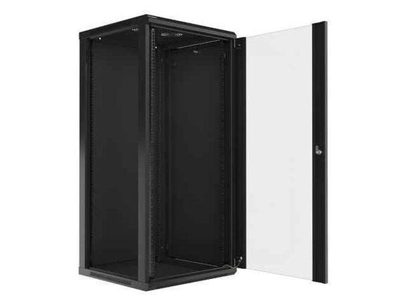 Lanberg wall-mounted installation rack cabinet 19'' 27U 600x600mm black (glass door)