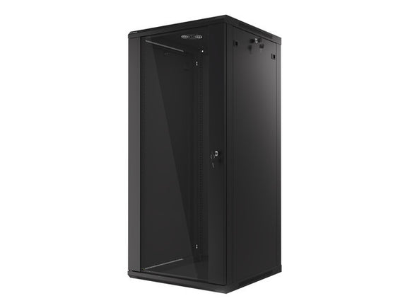 Lanberg wall-mounted installation rack cabinet 19'' 27U 600x600mm black (glass door)