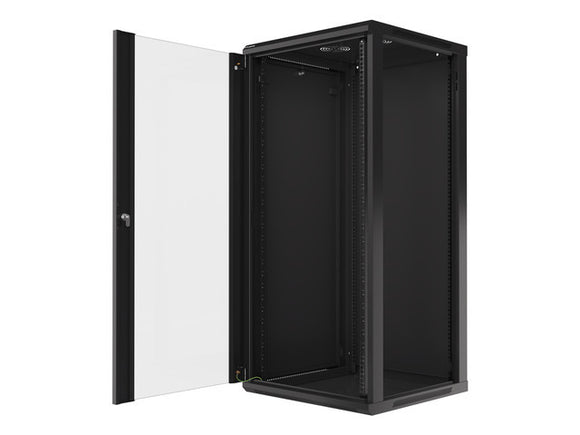 Lanberg wall-mounted installation rack cabinet 19'' 27U 600x600mm black (glass door)