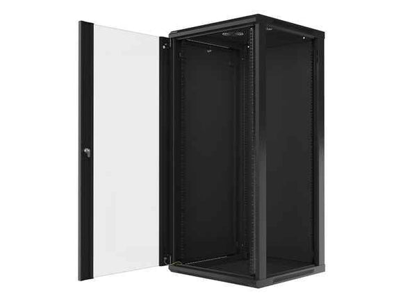 Lanberg wall-mounted installation rack cabinet 19'' 27U 600x600mm black (glass door)