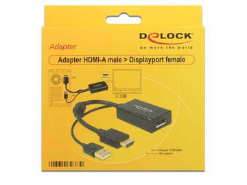 Delock HDMI (M) to DP (F) | HDMI - DisplayPort | Max 4096x2160 30Hz | Black