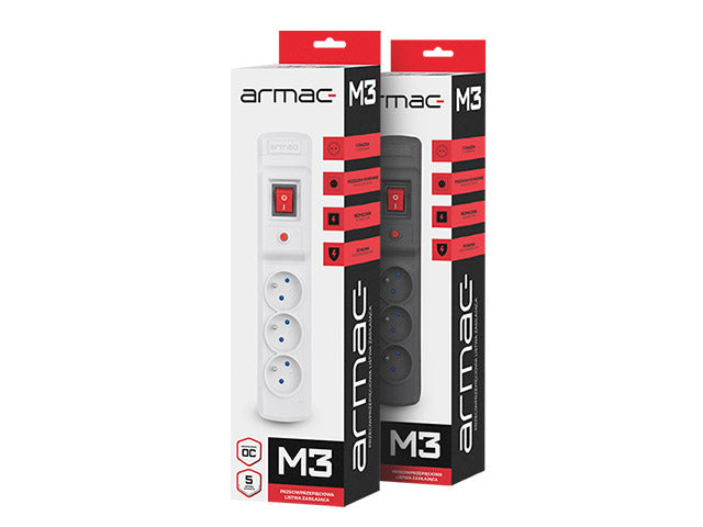 Multiprise parafoudre m3 15 m noire 3 prises
