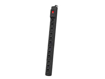 Listwa przeciwprzepięciowa M12/16A Rack 19'' 1.5m czarna (12 gniazd)