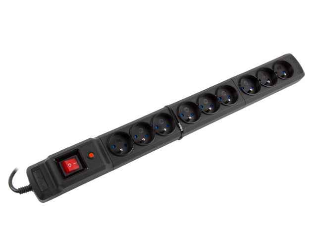 Multiprise parafoudre M9 1,5 m noire (9 prises)