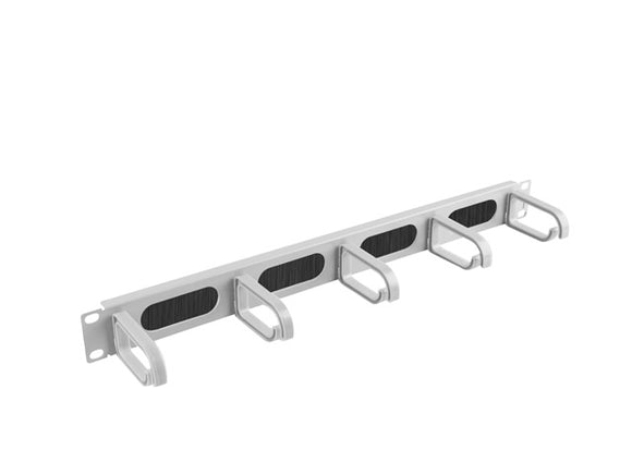 Lanberg 19" Cable Management Brush Panel 5 Rings Type B 1U | AK-1203-S | Grey