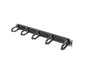 Lanberg 19" cable management brush panel 5 rings type B 1U | AK-1203-B | Black