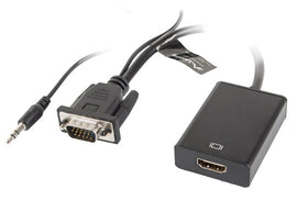 Adaptateur de câble vidéo Lanberg AD-0021-BK 0,2 m HDMI Type A (standard) VGA (D-Sub) Noir