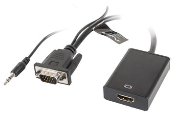 Adaptateur de câble vidéo Lanberg AD-0021-BK 0,2 m HDMI Type A (standard) VGA (D-Sub) Noir