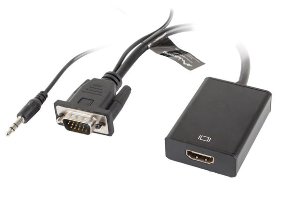 Adaptateur de câble vidéo Lanberg AD-0021-BK 0,2 m HDMI Type A (standard) VGA (D-Sub) Noir