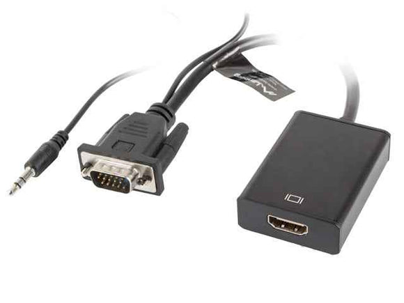 Adaptateur de câble vidéo Lanberg AD-0021-BK 0,2 m HDMI Type A (standard) VGA (D-Sub) Noir