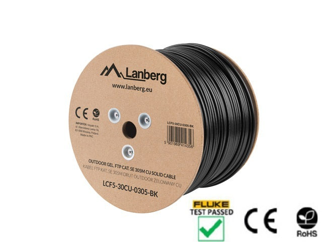 Câble réseau Lanberg LCF5-30CU-0305-BK Noir 305 m Cat.5e F/UTP (FTP) extérieur