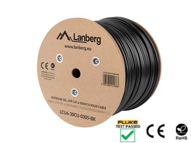 Câble réseau Lanberg LCU6-30CU-0305-BK Noir 305 m Cat.6 U/UTP (UTP) extérieur