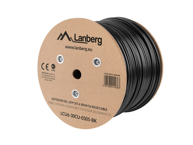 Câble réseau Lanberg LCU6-30CU-0305-BK Noir 305 m Cat.6 U/UTP (UTP) extérieur