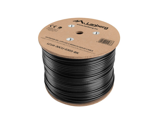 Câble réseau Lanberg LCU6-30CU-0305-BK Noir 305 m Cat.6 U/UTP (UTP) extérieur