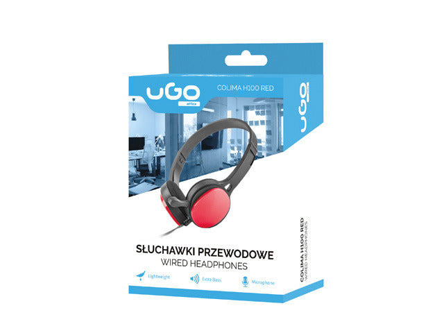 Słuchawki nauszne USL-1222 z mikrofonem czerwone