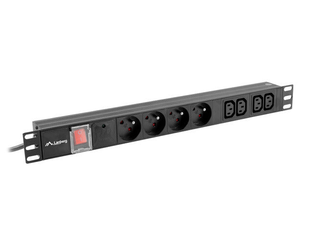 Multiprise Lanberg pour rack PDU (1 unité, 10 A, 8 x 230 V, 2 m) pdu-04e04i-0200-iec-bk - 0