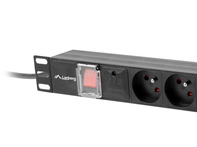 Multiprise Lanberg pour rack PDU (1 unité, 10 A, 8 x 230 V, 2 m) pdu-04e04i-0200-iec-bk