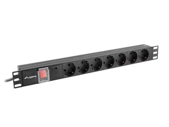 Listwa zasilająca Rack PDU 19" 1U 10A 7X SCHUKO 2m czarny C14
