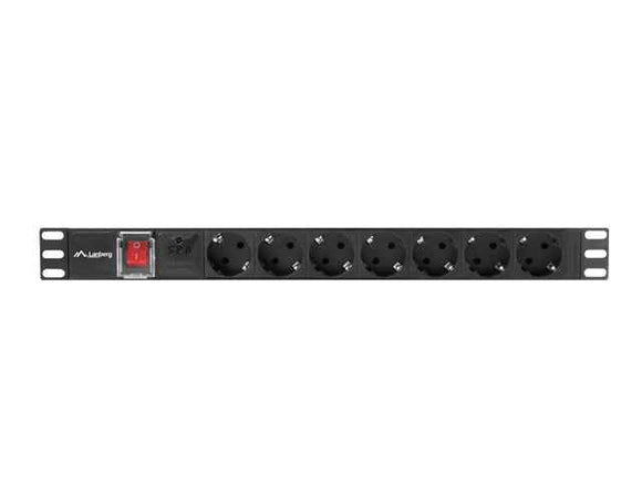 Listwa zasilająca Rack PDU 19" 1U 10A 7X SCHUKO 2m czarny C14