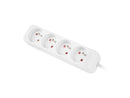 Multiprise 1,5 m, blanche, 4 prises, câble en cuivre massif