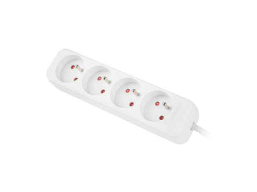 Multiprise 1,5 m, blanche, 4 prises, câble en cuivre massif