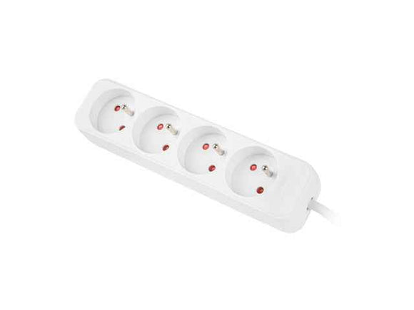 Multiprise 1,5 m, blanche, 4 prises, câble en cuivre massif