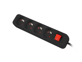 Listwa zasilająca 1,5m, czarna, 4 gniazda, z wyłącznikiem, kabel wykonany z pełnej miedzi - 0