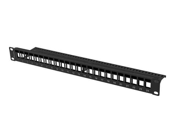 Patch panel pusty 24 porty 1U 19 cali czarny do modułów keystone