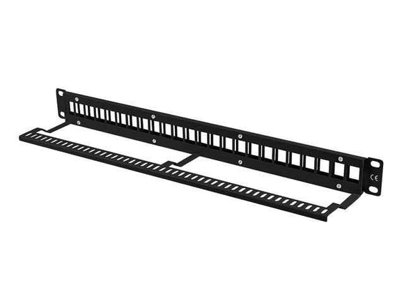 Patch panel pusty 24 porty 1U 19 cali czarny do modułów keystone