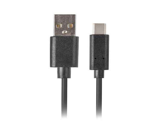 Lanberg USB Type-C to USB Type-A 2.0 Cable Black QC 3.0, 1 m | CA-USBO-20CU-0010-BK | USB Type-C to USB Type-A