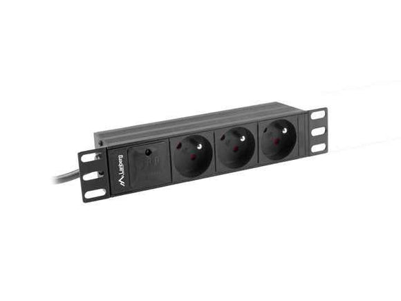 Lanberg Power Distribution Unit (PDU) 10" 1U 16A 2m 3x French Outlets | PDU-03E-0200-BK