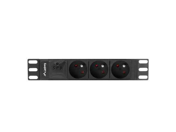 Lanberg Power Distribution Unit (PDU) 10" 1U 16A 2m 3x French Outlets | PDU-03E-0200-BK