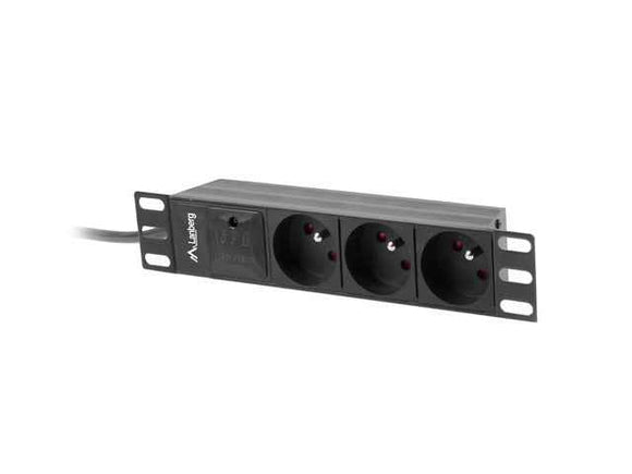 Lanberg Power Distribution Unit (PDU) 10" 1U 16A 2m 3x French Outlets | PDU-03E-0200-BK