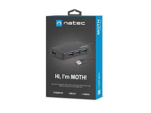 NATEC Hub USB 3.0 Moth (4 ports, black)