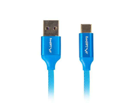Lanberg USB Type-C to USB Type-A 2.0 Cable Blue QC 3.0 Premium, 1.8 m | CA-USBO-22CU-0018-BL | USB Type-C to USB Type-A