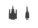Lanberg HDMI to DVI-D Cable, Single Link with Gold-Plated Connectors | CA-HDDV-10CC-0018-BK | HDMI to DVI-D | 1.8 m
