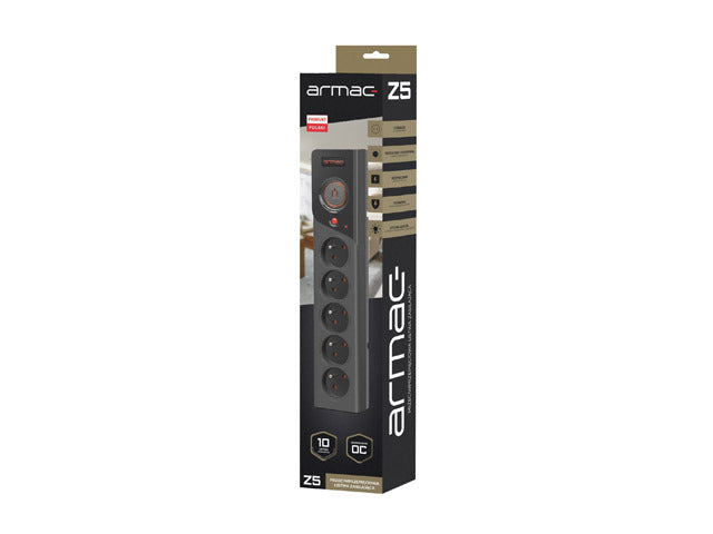 Multiprise z5 5 m 5 x 230 v 10 a z5/50/cz noir