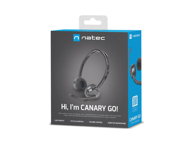 Natec | Casque | Canary Go | Filaire | Supra-auriculaire | Microphone | Antibruit | Noir
