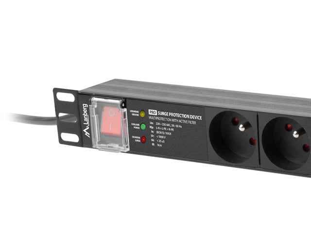 LANBERG POWER STRIP PDU RACK 19" (1U, 16A, 7X 230V PL, 2m)