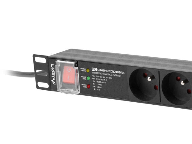 LANBERG POWER STRIP PDU RACK 19" (1U, 16A, 7X 230V PL, 2m)