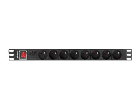 Lanberg Power Distribution Unit (PDU) 19" 1U 16A 2m 8x French Outlets | PDU-08E-0200-BK