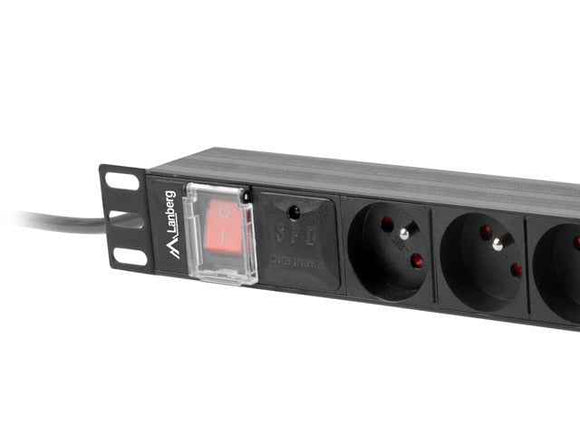 Lanberg Power Distribution Unit (PDU) 19" 1U 16A 2m 8x French Outlets | PDU-08E-0200-BK