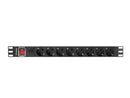 Lanberg Power Distribution unit (PDU) 19" 1U 16A 2m 8X Schuko oulets | PDU-08F-0200-BK