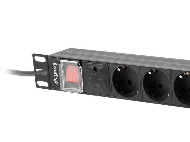 Barrette d'alimentation LANBERG pour rack 19" (1U, 16 A, 8 x Shuko, 2 m)