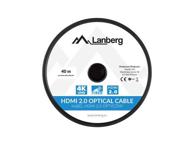Lanberg CA-HDMI-20FB-0400-BK optical cable HDMI M/M 40m v2.0 4K AOC