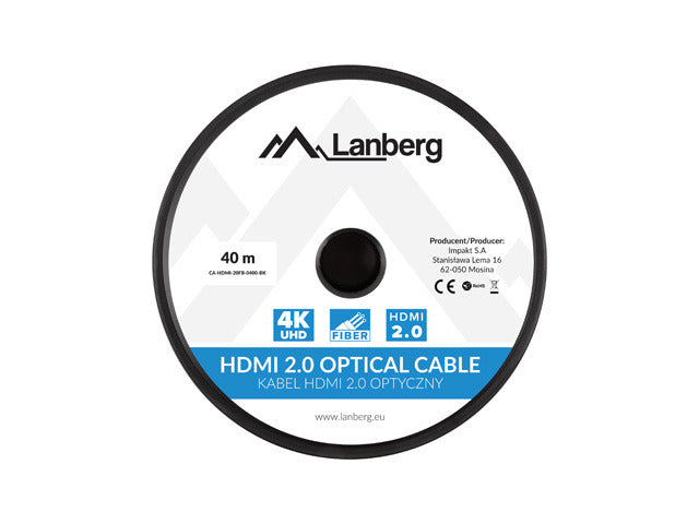 Lanberg CA-HDMI-20FB-0400-BK optical cable HDMI M/M 40m v2.0 4K AOC