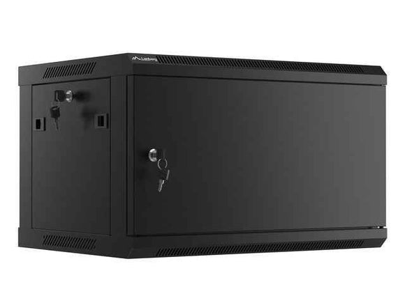 Lanberg | Rack cabinet 19" wall-mount 6U/600x450 for self-assembly with metal door (flat pack) | WF01-6406-00B | Black