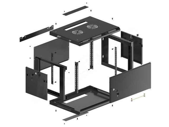 Lanberg | Rack cabinet 19" wall-mount 6U/600x450 for self-assembly with metal door (flat pack) | WF01-6406-00B | Black